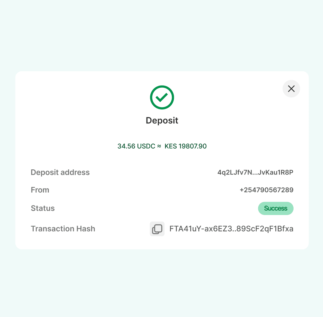 Deposit crypto feature